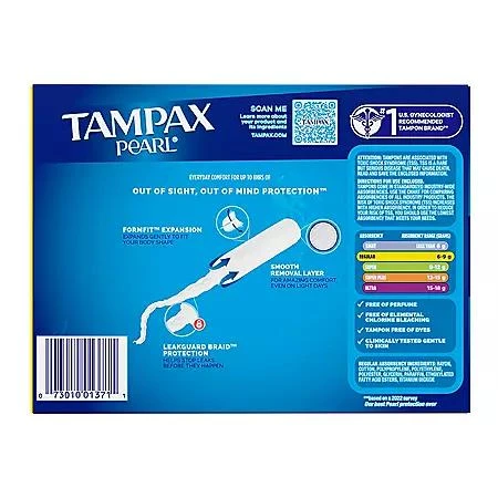 Tampax Tampax Pearl Regular Tampons, 96 ct. 9