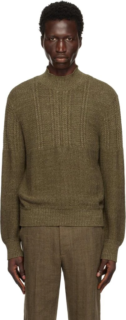 RRL Green Cotton Mockneck Sweater 1