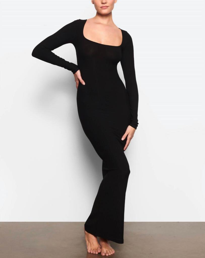 SKIMS Skims - SCOOP LONG SLEEVE DRESS RIB