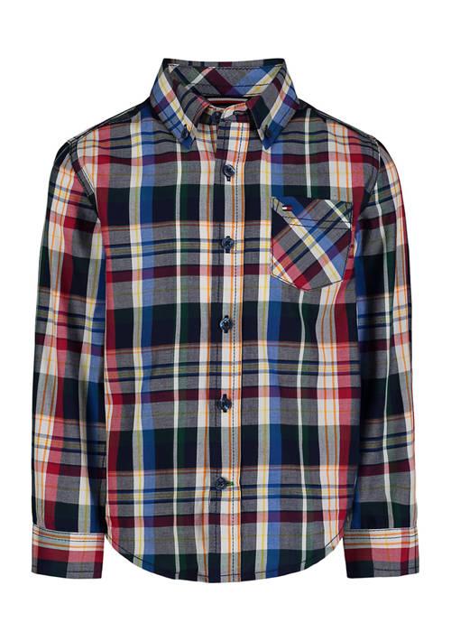 Tommy Hilfiger Hilfiger Boys 8 20 Long Sleeve Plaid Shirt