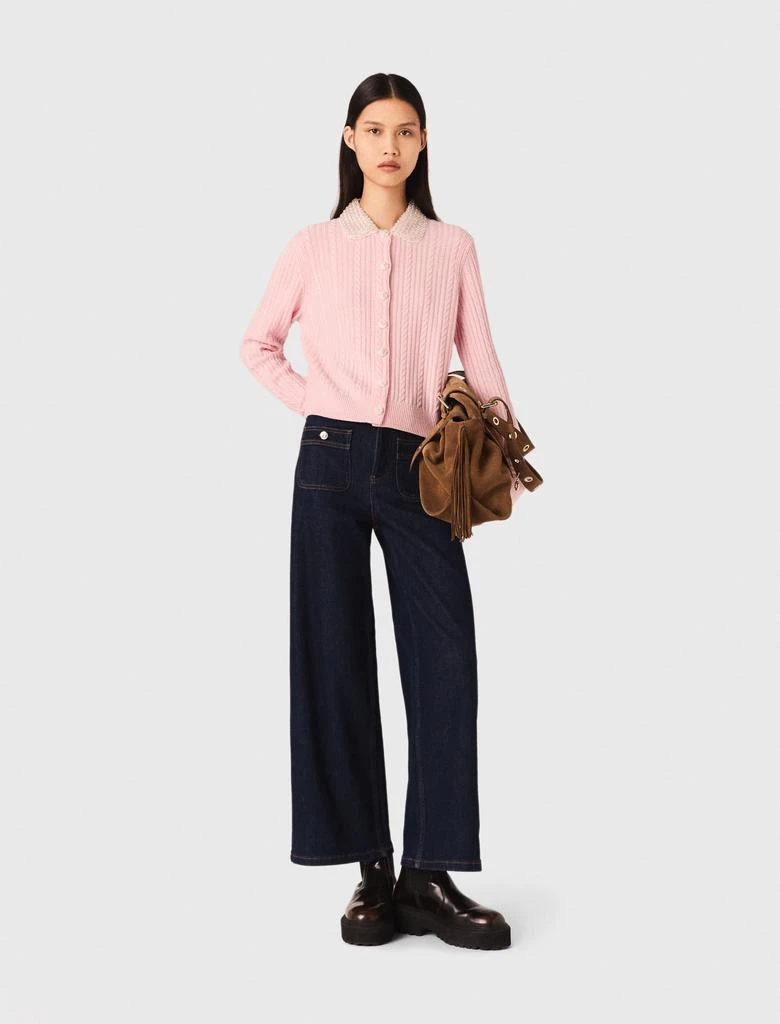 Maje Woman's wool Cardigan with removable collar for Fall/Winter