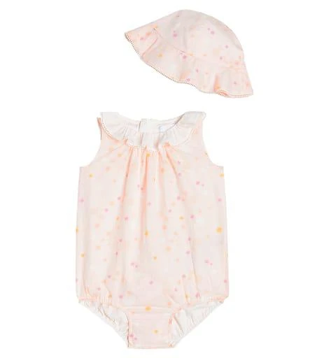 Chloé Baby cotton playsuit and sunhat set