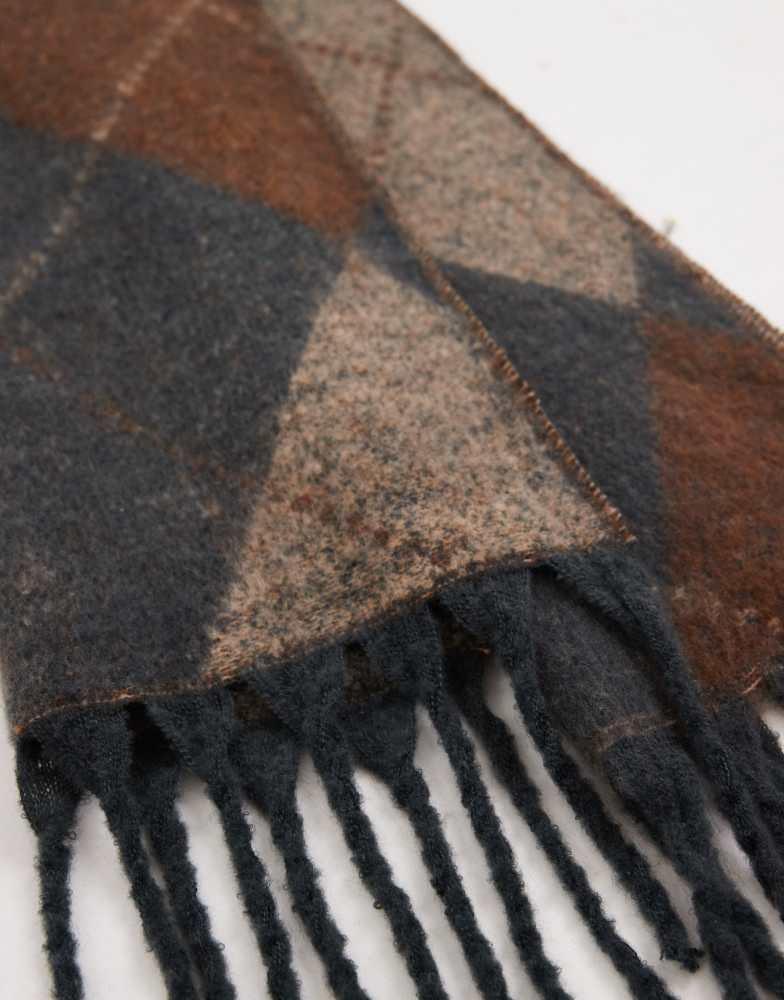VERO MODA Vero Moda soft boucle scarf in cream, fossil and charcoal check