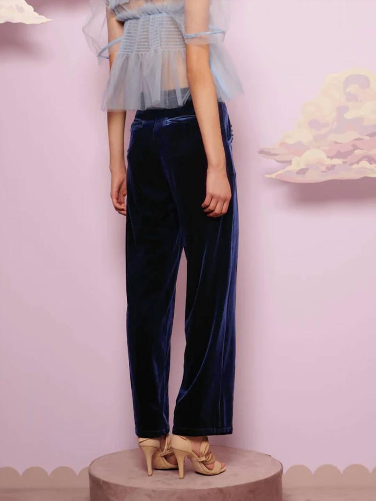 Sister Jane Spell Velvet Trouser In Navy