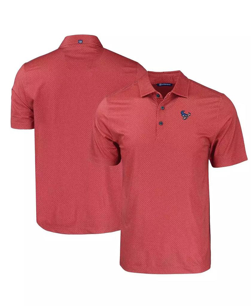Cutter & Buck Men's Red Houston Texans Americana Pike Eco Tonal Geo Print Stretch Polo