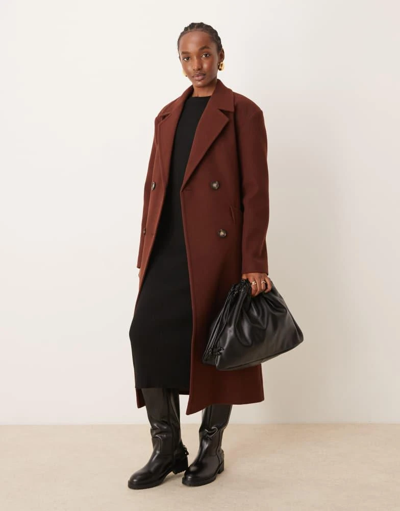 Miss Selfridge Miss Selfridge belted wrap formal coat in chocolate 1