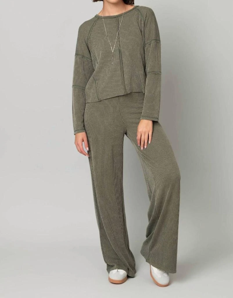 Pine Apparel Pine Apparel - Cable Box Cut Top With Pull On Pant Set