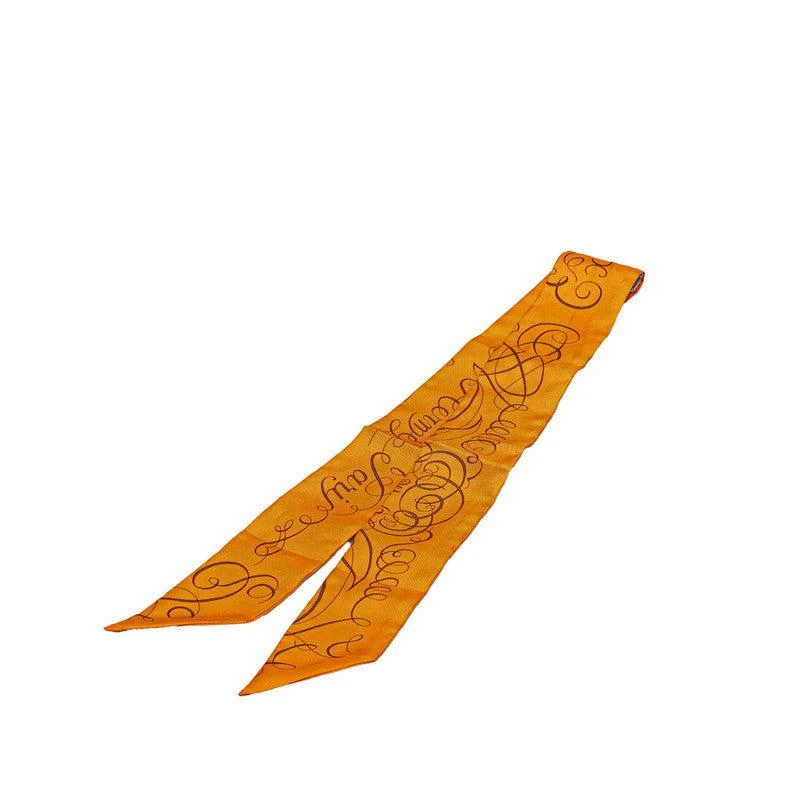 Hermes Hermes Silk Twilly Scarf Orange Brown 1