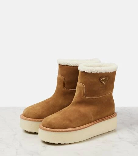 Prada Shearling-lined suede ankle boots 4