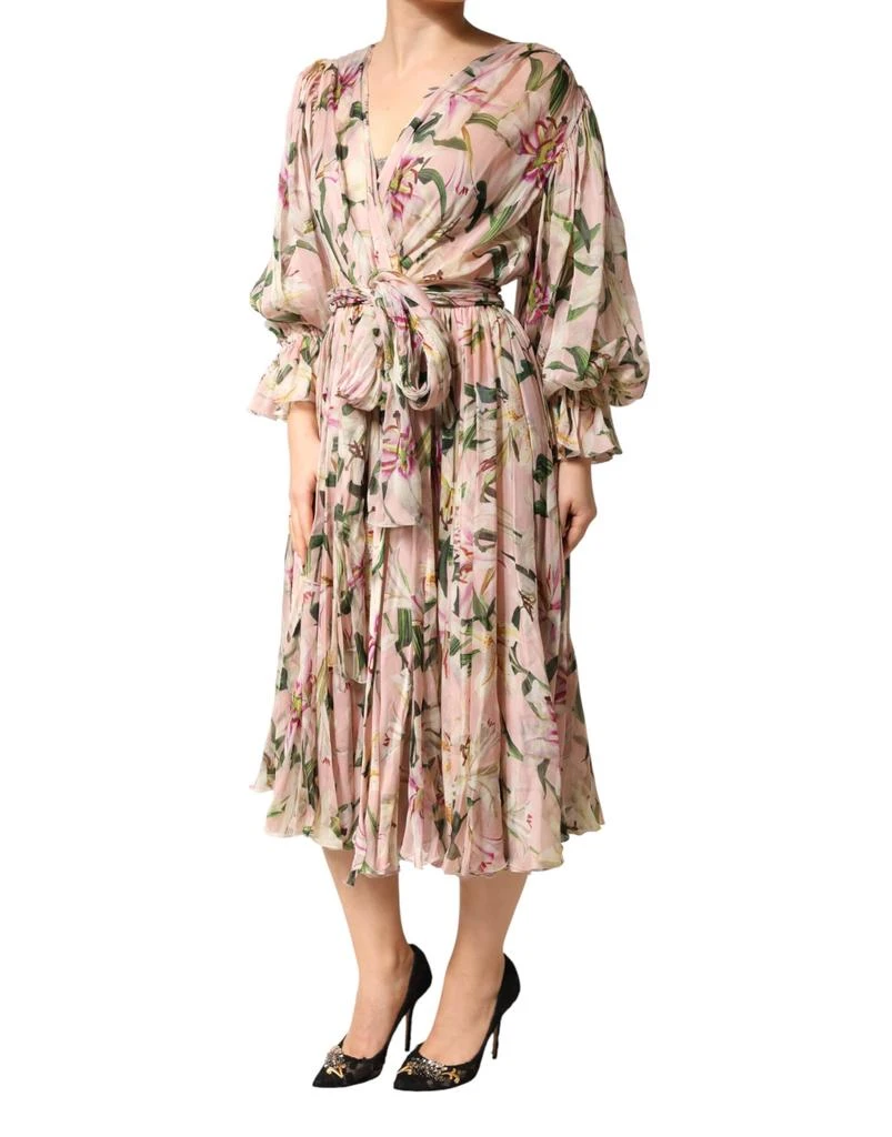 Dolce 
Gabbana Lily Print A-line Pleated Maxi Women
s Dress 2