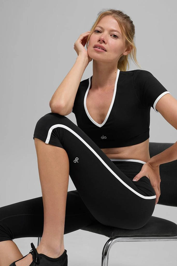Alo Airbrush High-Waist Race Pace Capri - Green Olive/Black 5