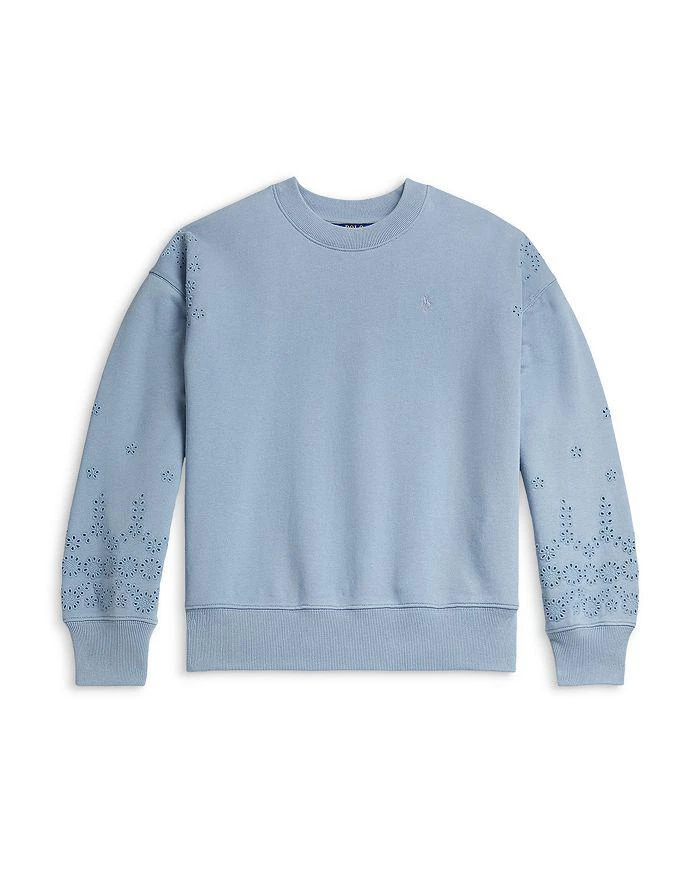 Ralph Lauren Girls' Eyelet French Terry Sweatshirt - Big Kid