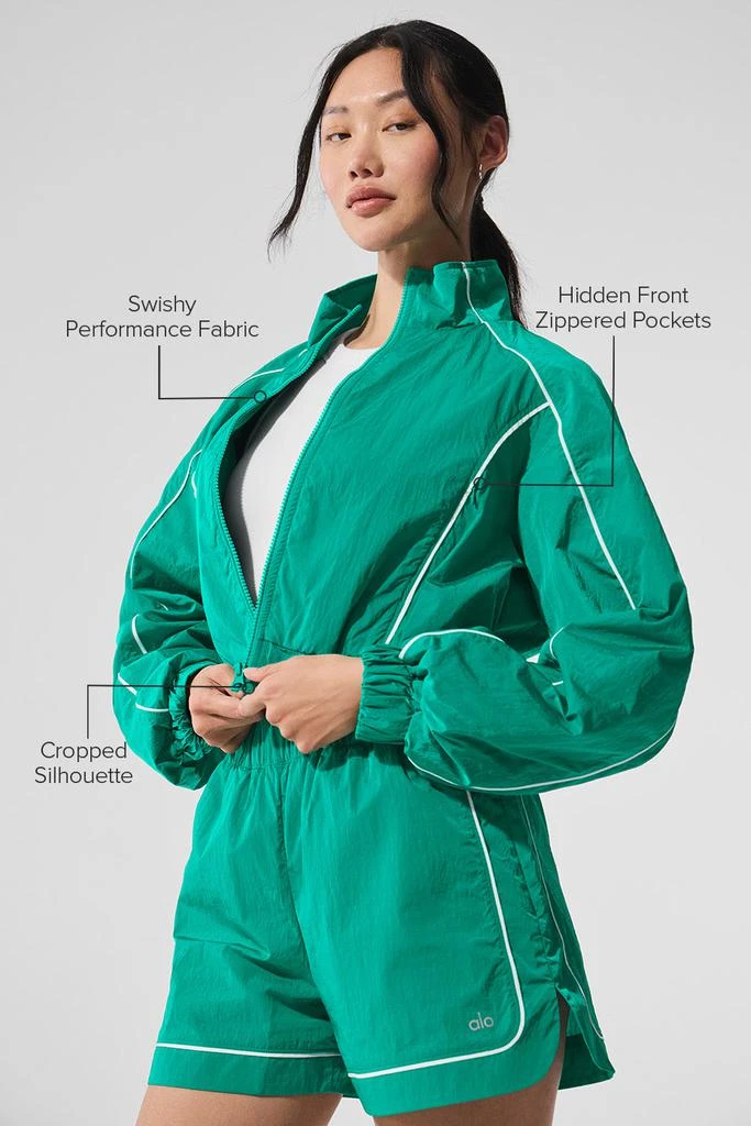 Alo Motivate Full-Zip Track Jacket - Spruce Green/White 2