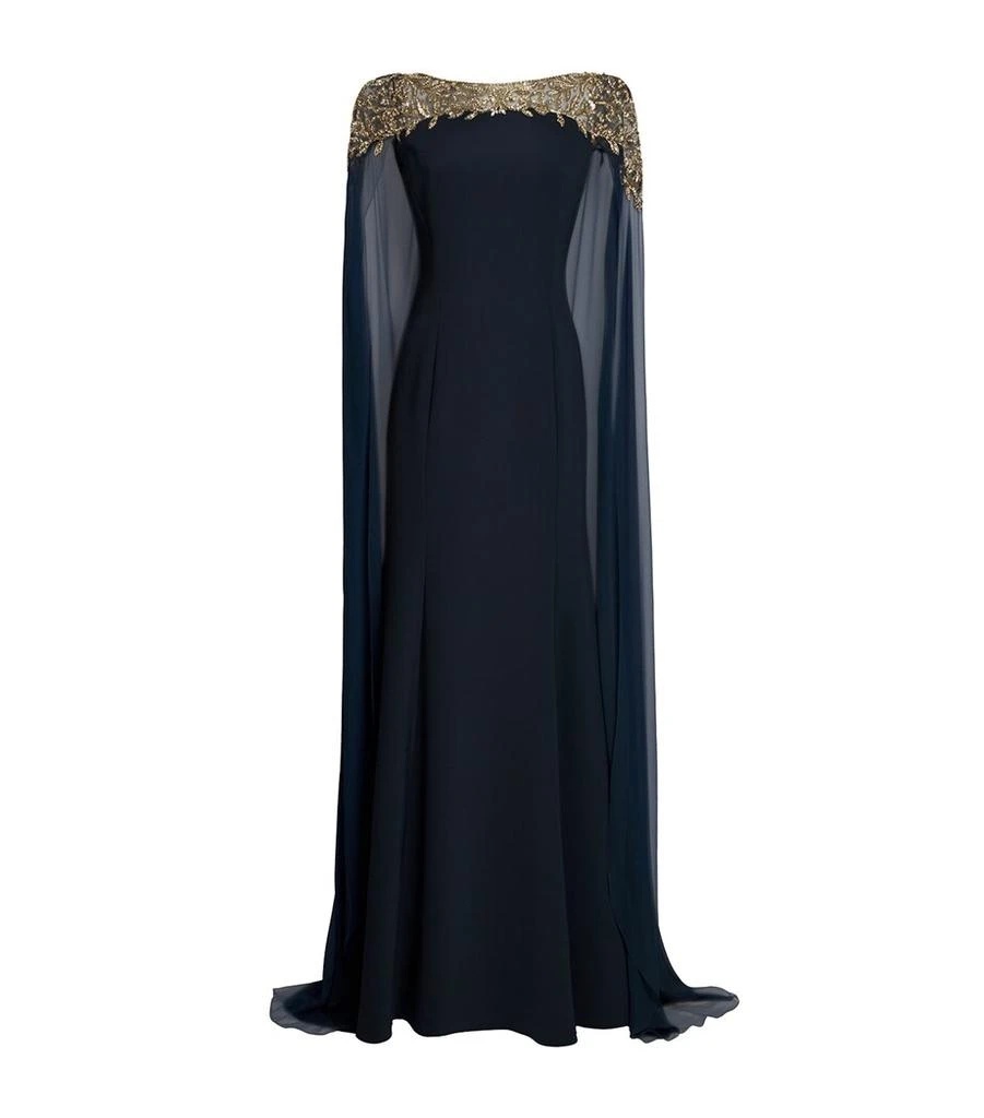 Jenny Packham Embellished Cape-Overlay Oka Gown 1