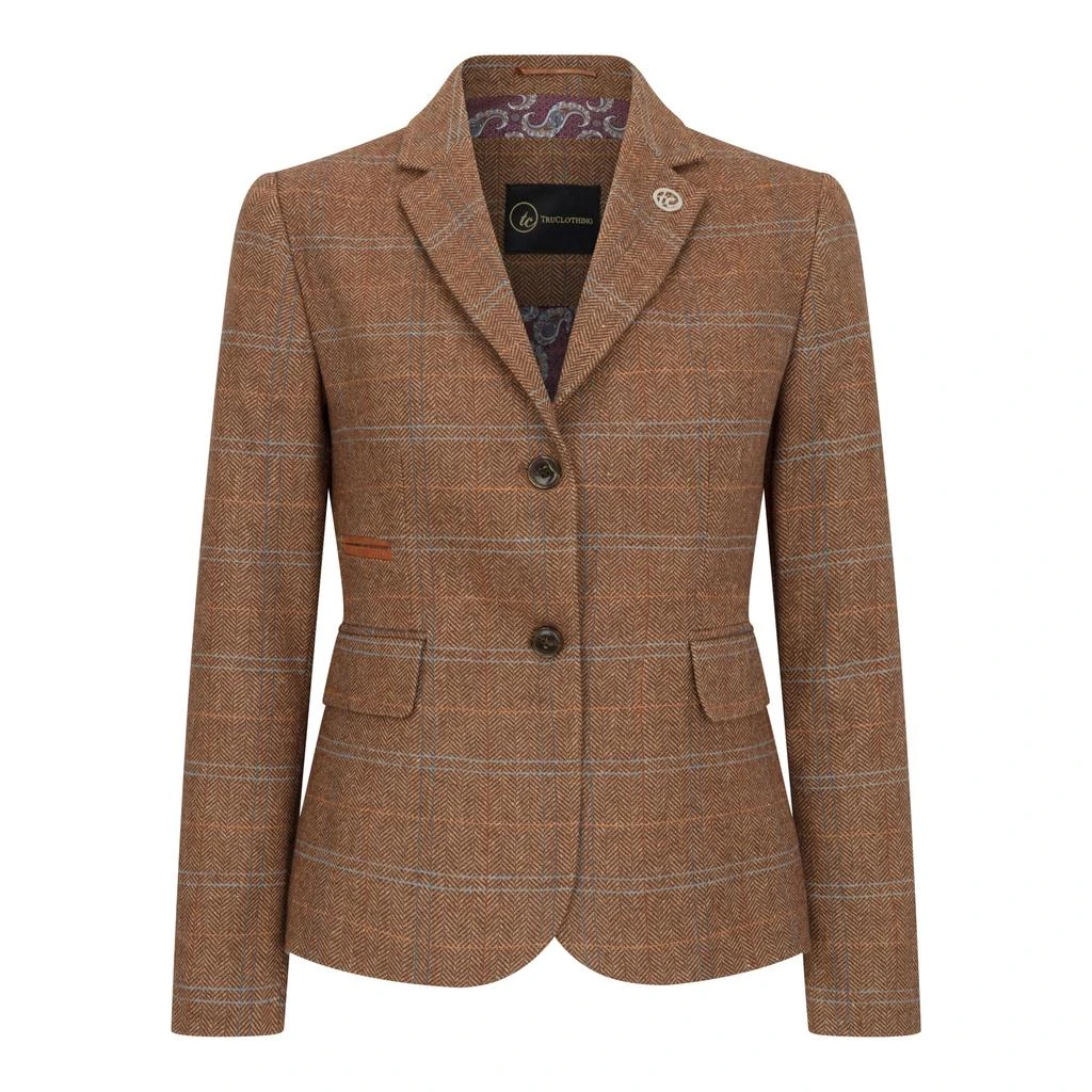 Oliver Tweed (Infinity Leather) Women's Oak Brown 2 Piece Set Tweed Blazer Waistcoat in Herringbone Check 2