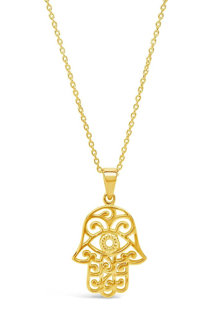 Sterling Forever 14K Yellow Gold Vermeil Filigree Hamsa Hand Pendant Necklace