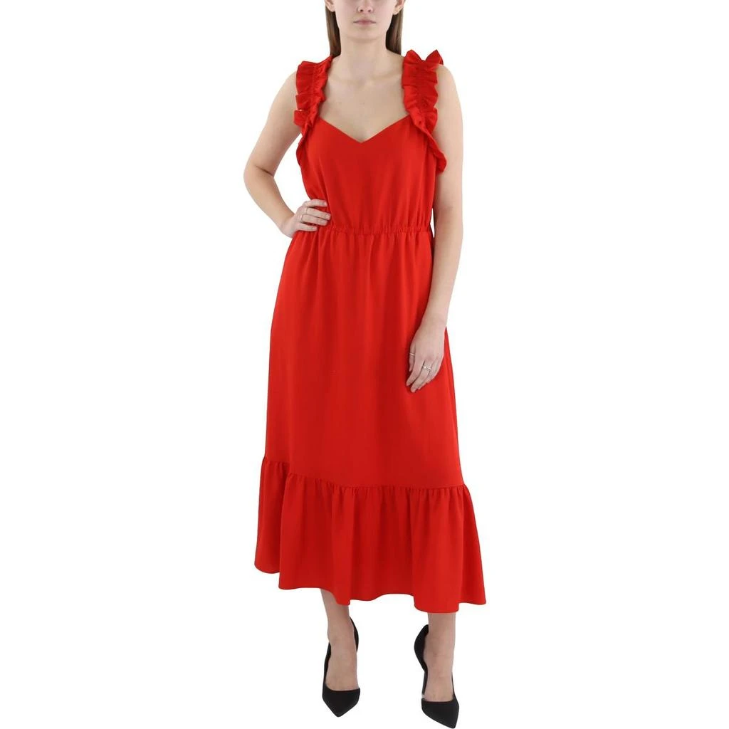 Kensie Womens Ruffled Crepe Maxi Dress 1