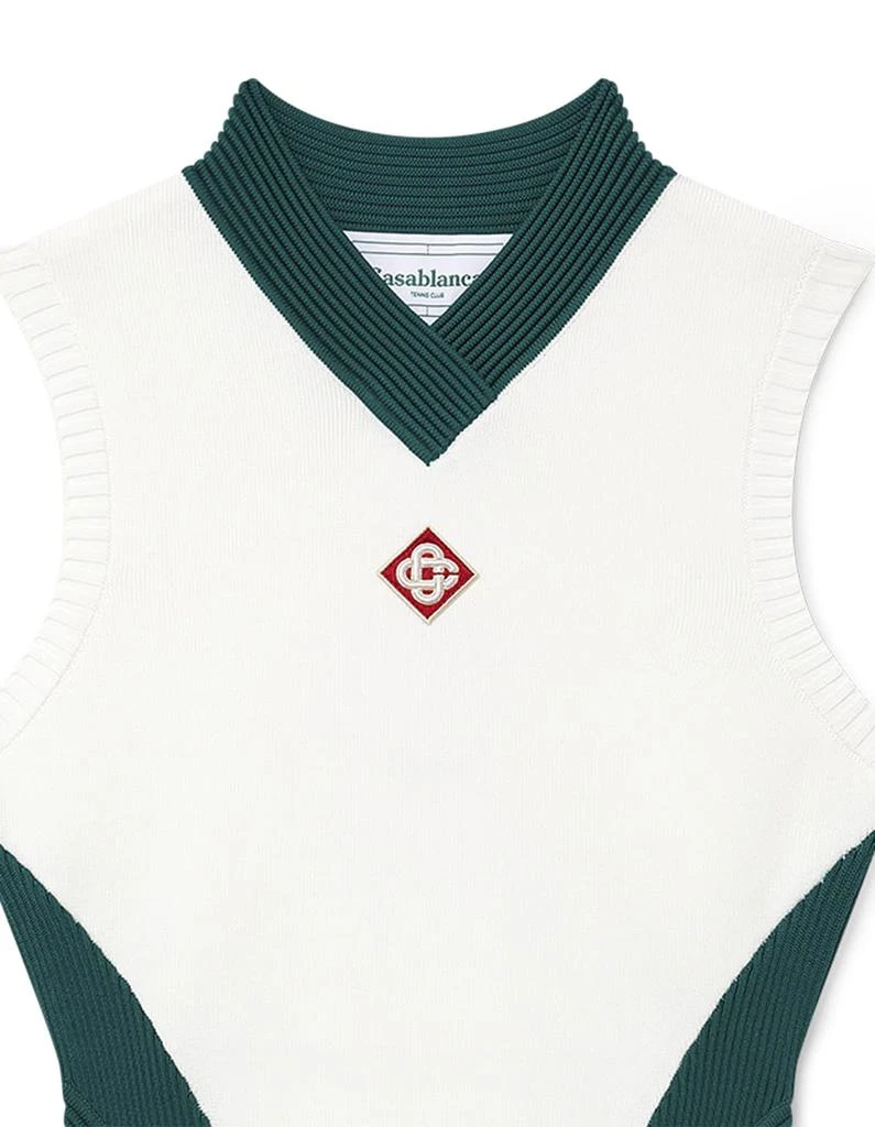 Casablanca Draped Tennis Dress In White And Green 3