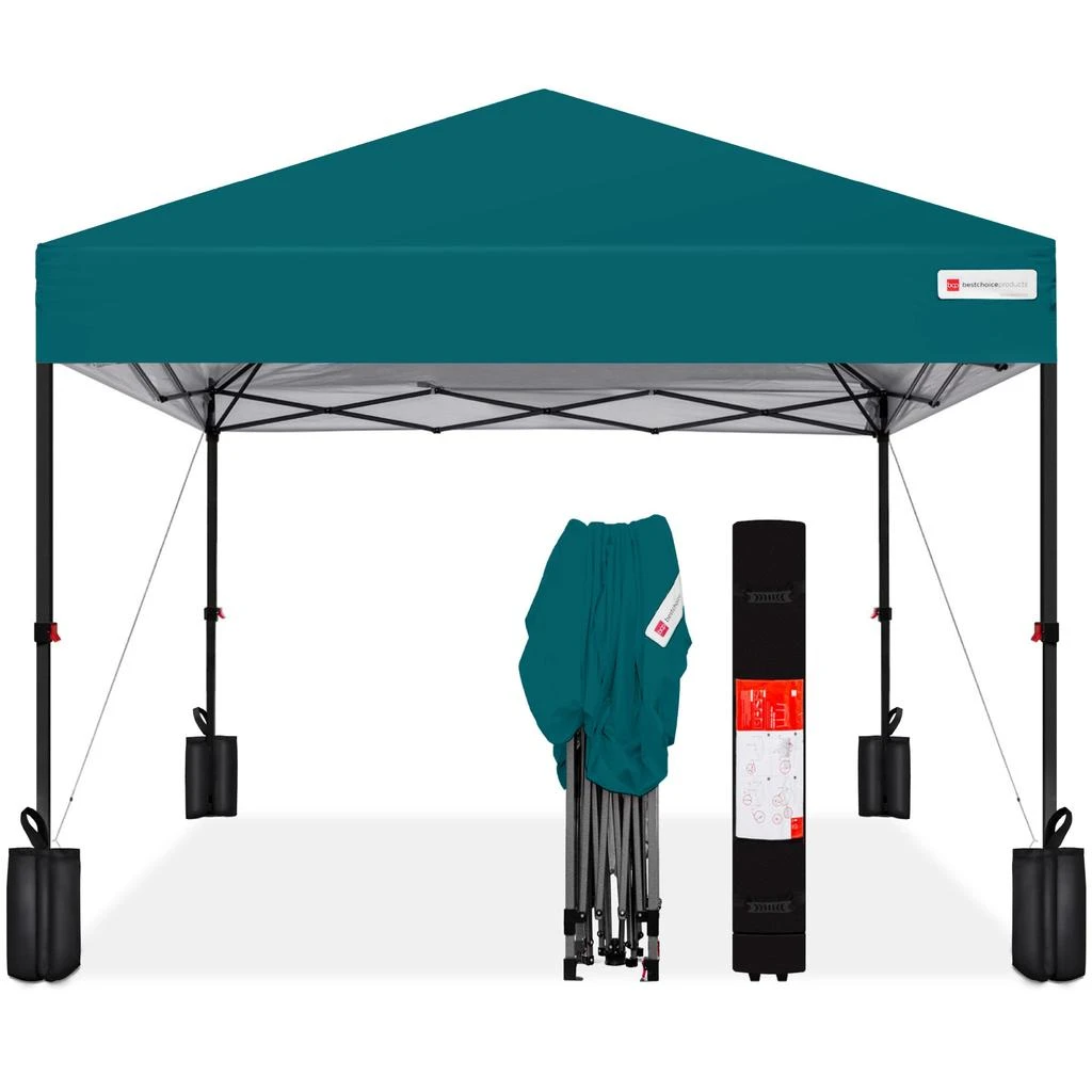 Best Choice Products 12x12ft Easy Setup Pop Up Canopy w/ 1-Button Setup, Wheeled Case, 4 Weight Bags 11