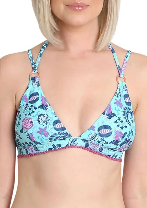 Nanette Lepore Lepore Floral Fix Tri Swim Bikini Top With Ring Detail 1