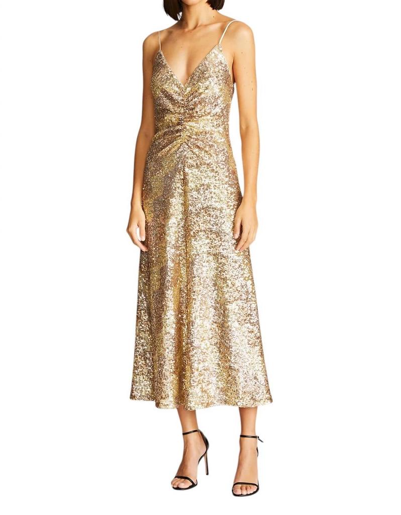 Halston Heritage Alesandra Dress In Gold Tonal