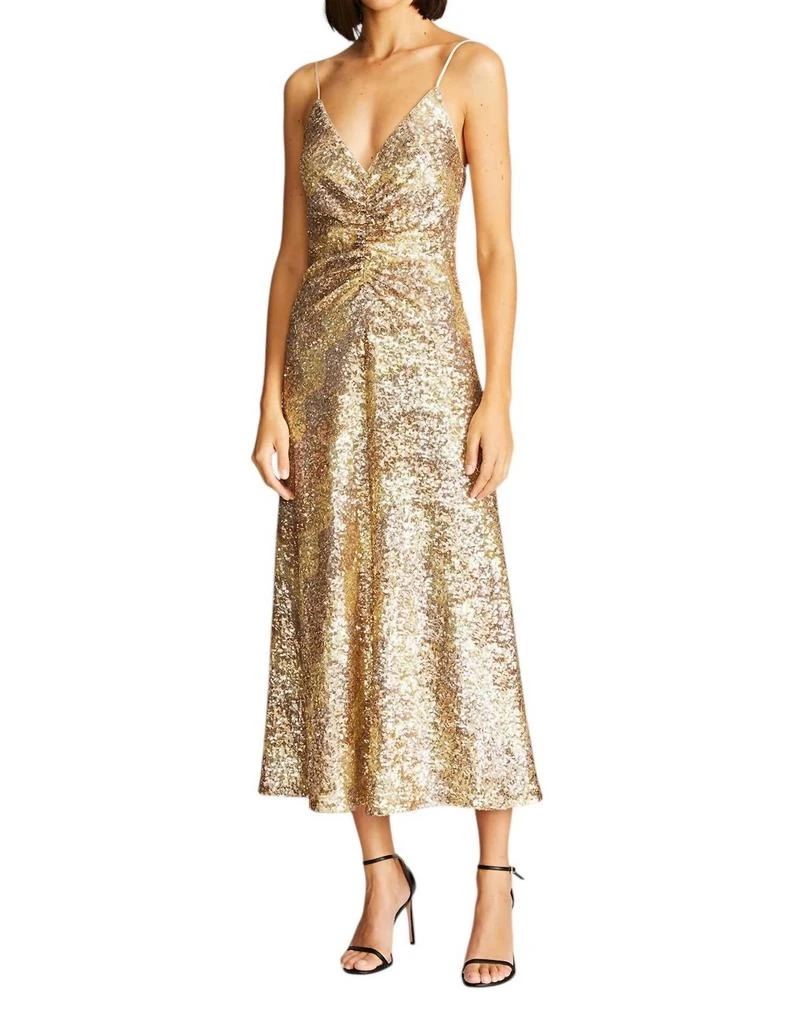 Halston Heritage Alesandra Dress In Gold Tonal 1
