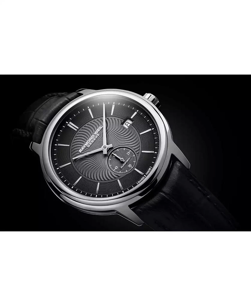 Raymond Weil Men's Swiss Automatic Maestro Small Seconds Black Leather Strap Watch 40mm 5