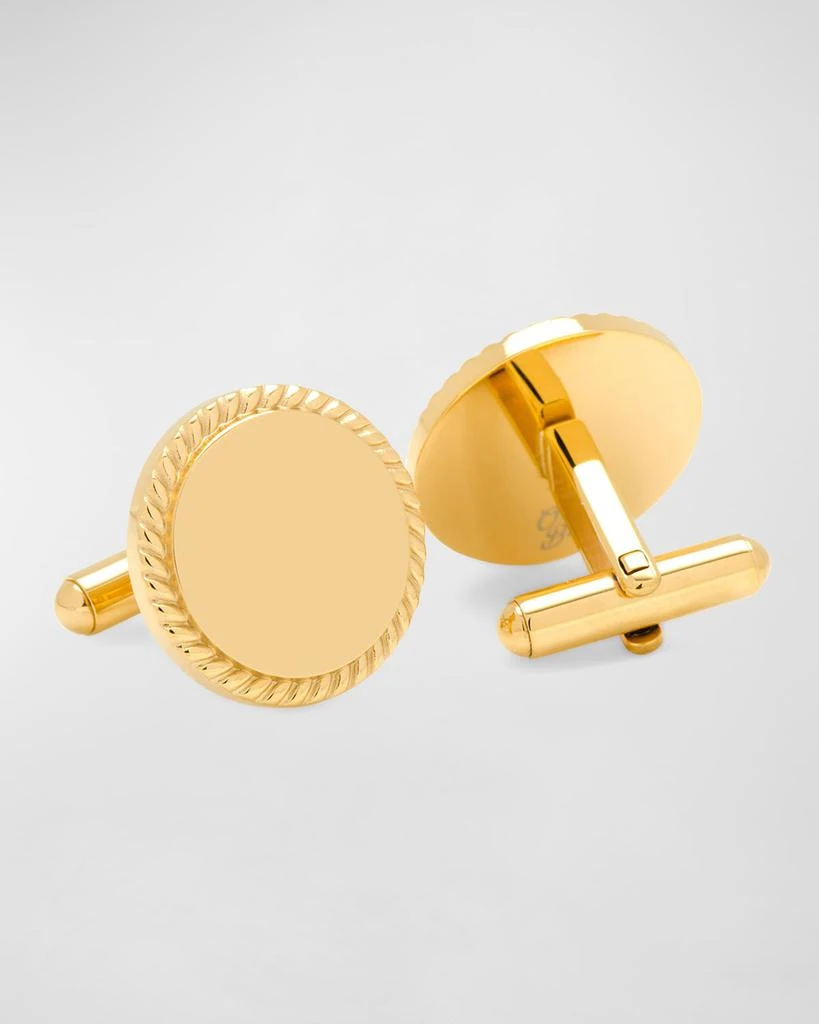 Cufflinks Inc. 14K Gold-Plated Rope Border Round Engravable Cufflinks 3