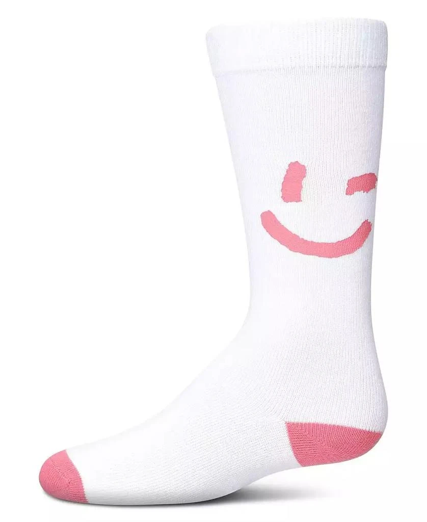 Memoi Big Girls Air Brush Winking Smiley Cotton Blend Knee High Sock
