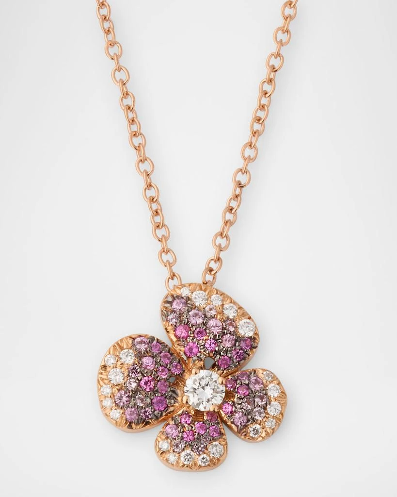 Miseno 18K Rose Gold Flower Pendant Necklace with Diamonds and Pink Sapphires