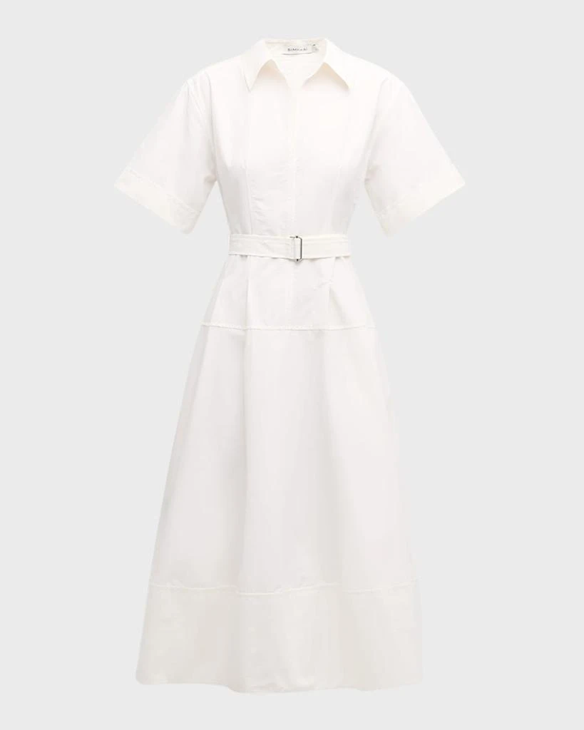 SIMKHAI Deanna Belted Poplin Short-Sleeve Midi Shirtdress 1