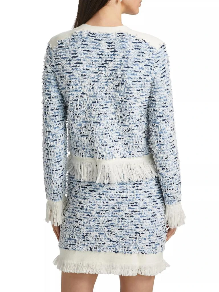 Milly Fringe-Trimmed Tweed Cardigan Jacket 5