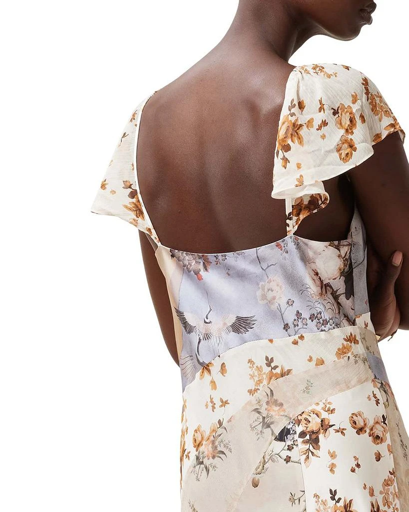 ALL SAINTS Lala Floral Satin Flutter Sleeve Dress 6