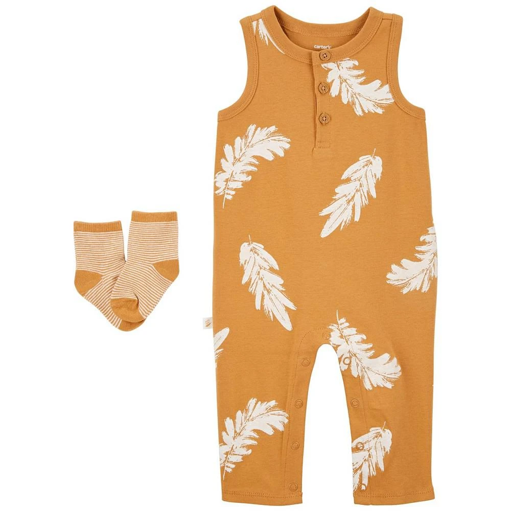 Carter's Baby Boys Feather Jumpsuit and Socks, 2 Piece Set 1
