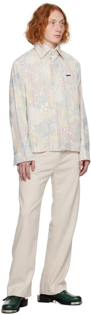 young n sang Beige Faux-Suede Trousers 4