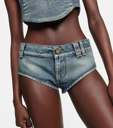 Alessandra Rich Crystal-embellished denim shorts 4