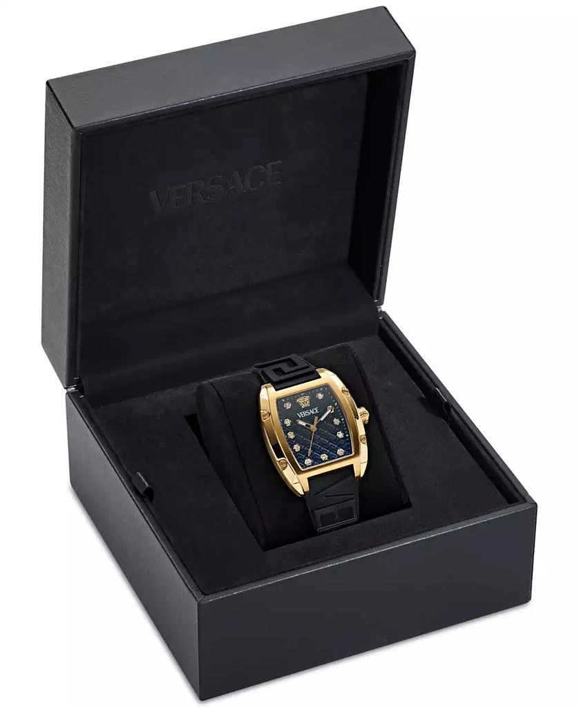 Versace Women's Swiss Diamond Accent Black Silicone Strap Watch 45x36mm 4