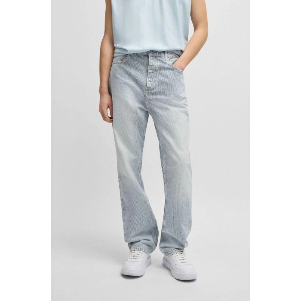 Hugo Boss Baggy-fit jeans in striped blue denim 3