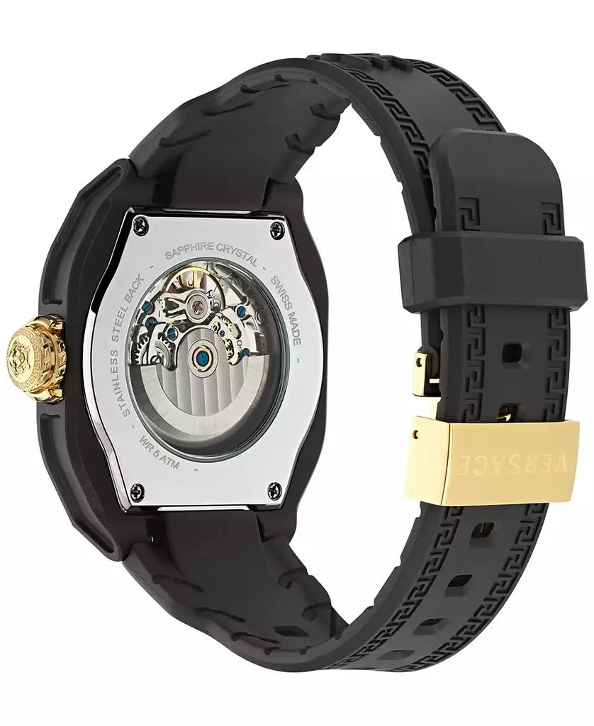 Versace Men's Swiss Automatic V-Legend Skeleton Black Rubber Strap Watch 42mm 3