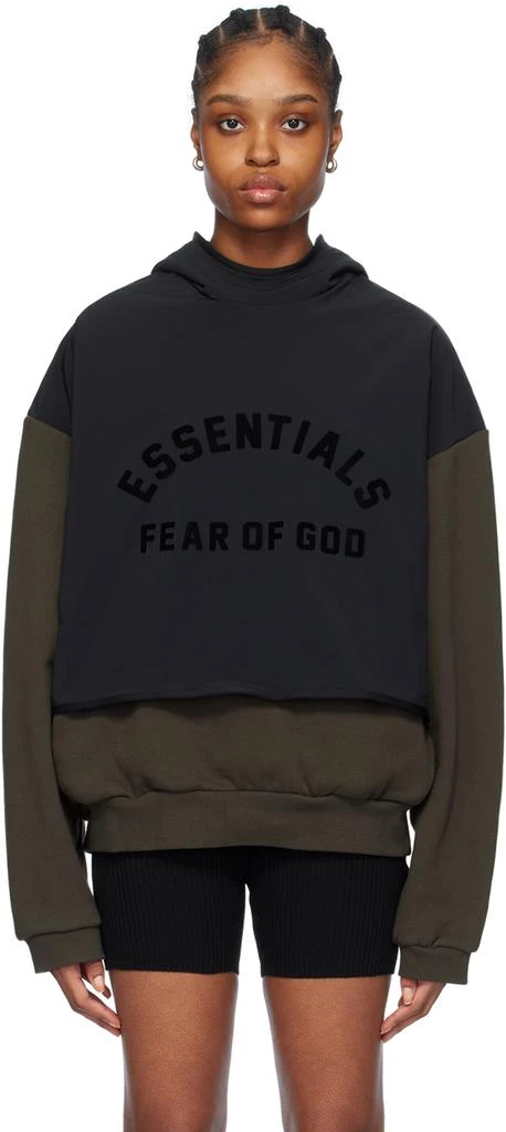 Fear of God ESSENTIALS Gray & Black Bonded Hoodie 1