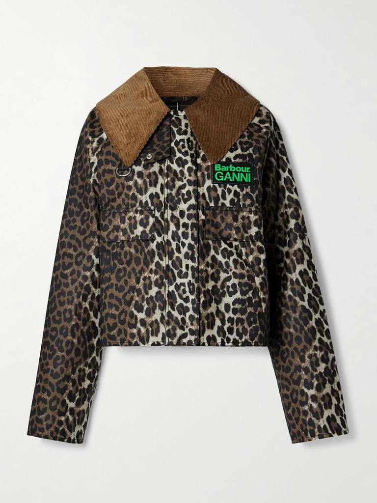 Barbour X Ganni 纯棉灯芯绒边饰豹纹蜡染有机纯棉外套 1
