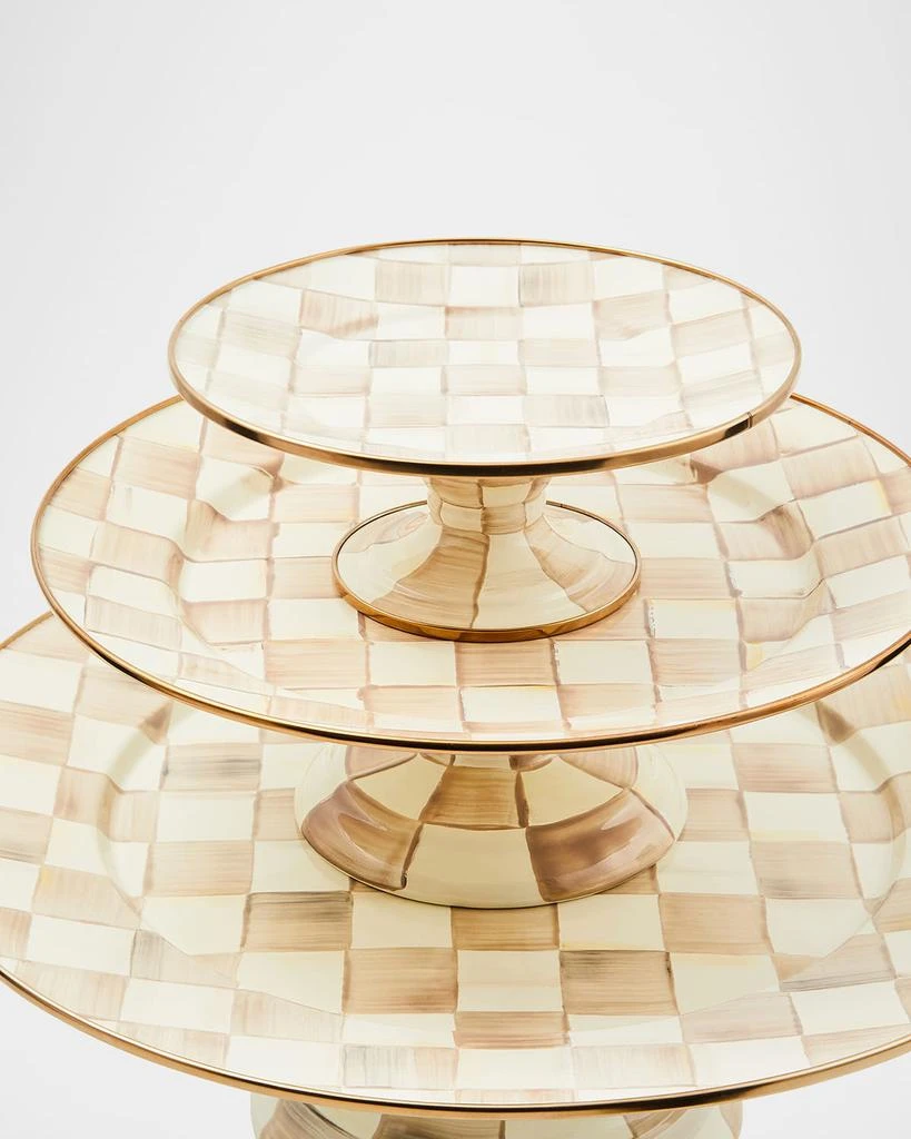 MacKenzie-Childs Mocha Check Small Pedestal Platter 4