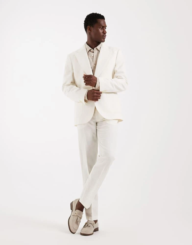 ASOS ASOS DESIGN mix 
match linen rich slim suit jacket in cream 2