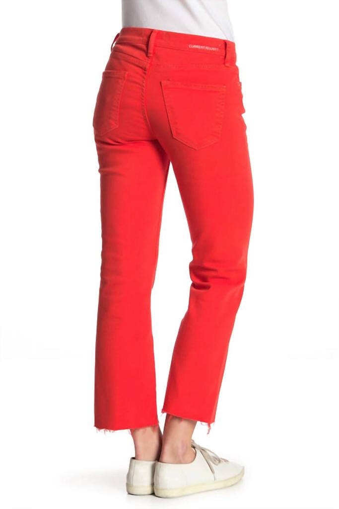 Current Elliott The Kick Flare Crop High Waist Jean In Fiery Red