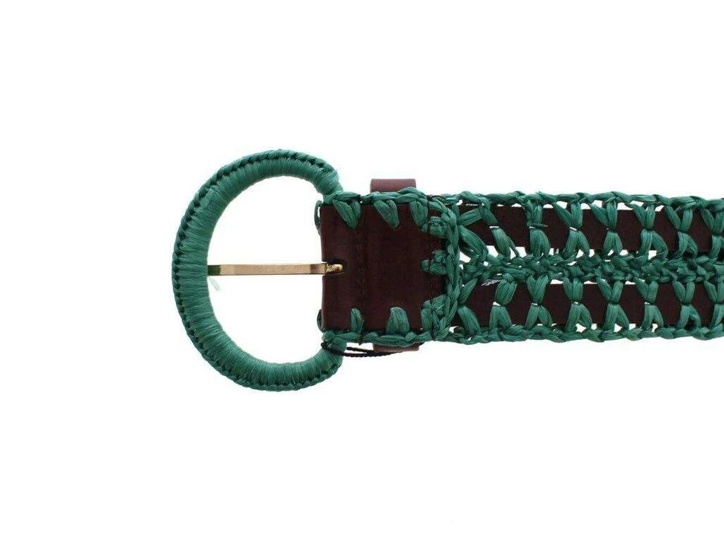 Dolce & Gabbana Dolce & Gabbana Green Raffia Woven Waist Leather Wide Belt 4