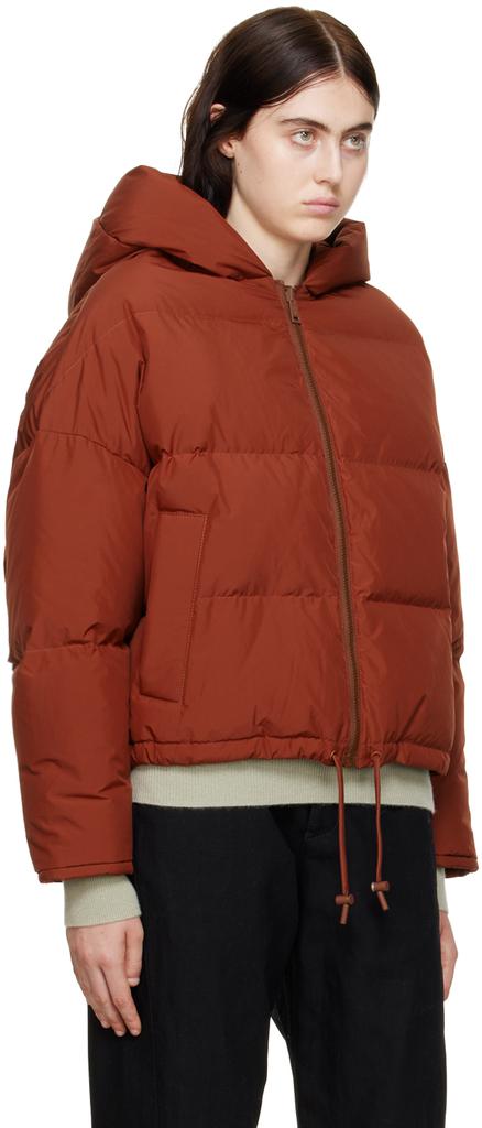 Yves Salomon Red Quilted Down Jacket