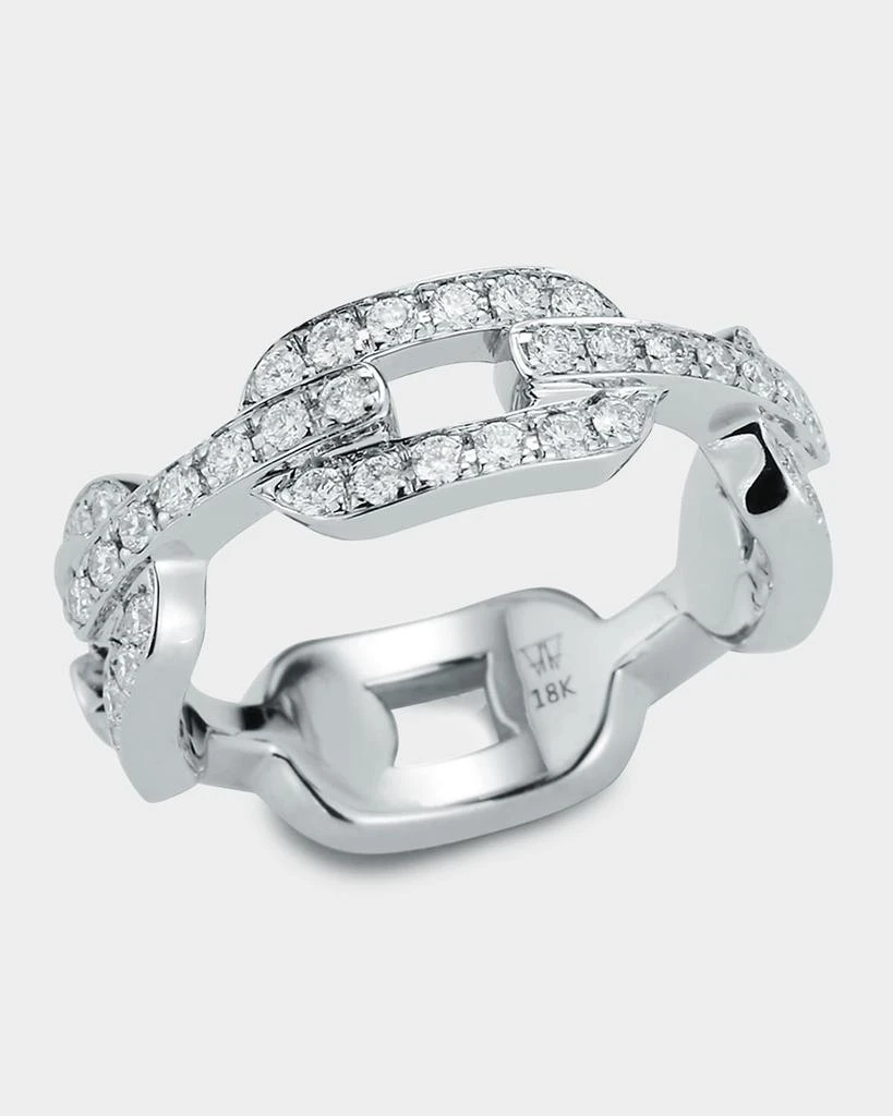 Walters Faith Saxon White Gold All Diamond Flat Chain Link Ring Size 6 1