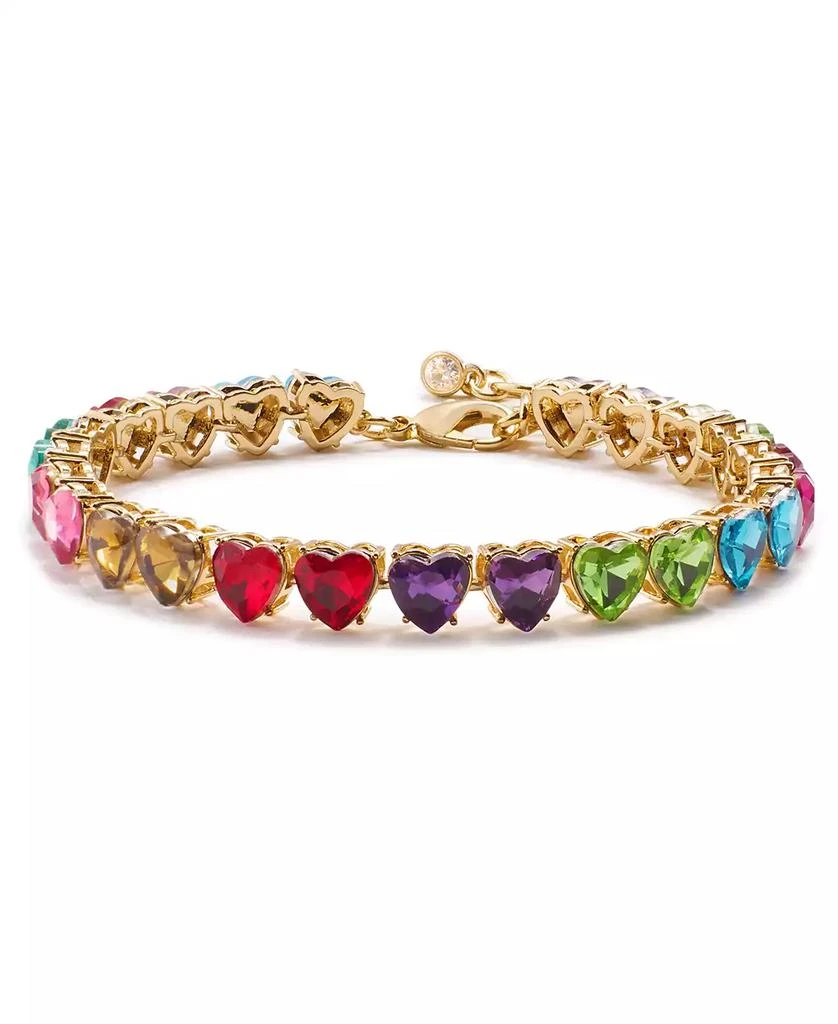 On 34th Gold-Tone Heart Stone Flex Tennis Bracelet, Created for Macy's 1