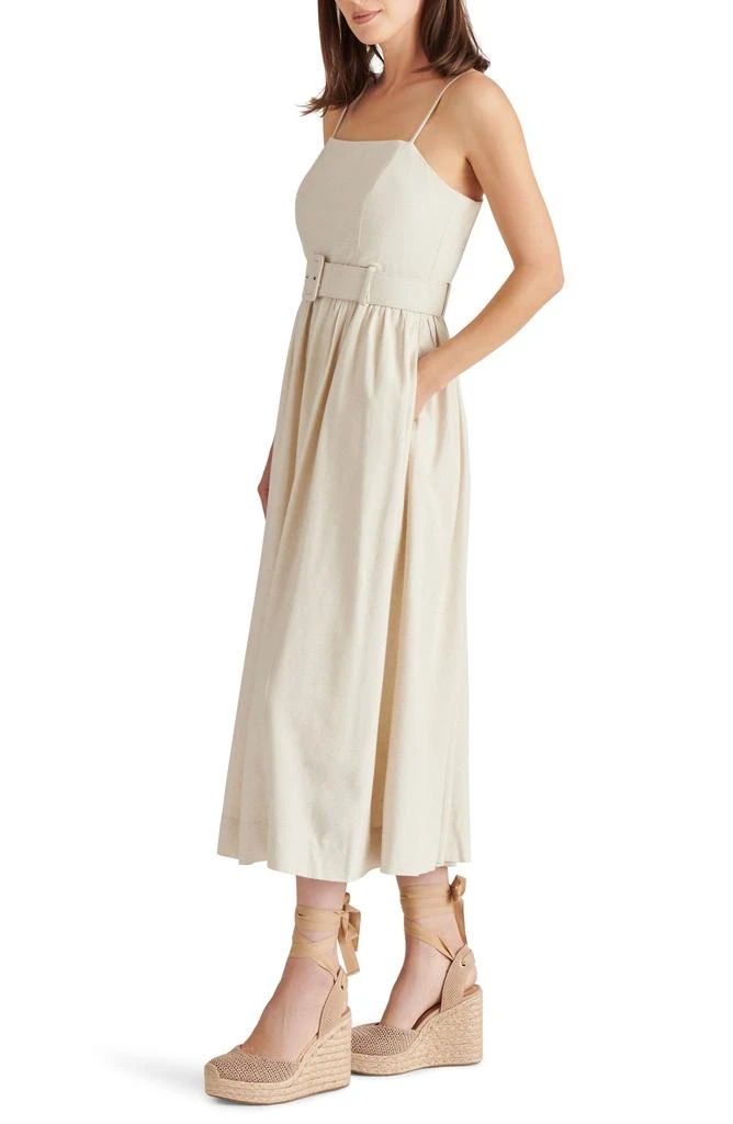 knee length dresses for ladies The Linen Belted Midi Dress main image 1