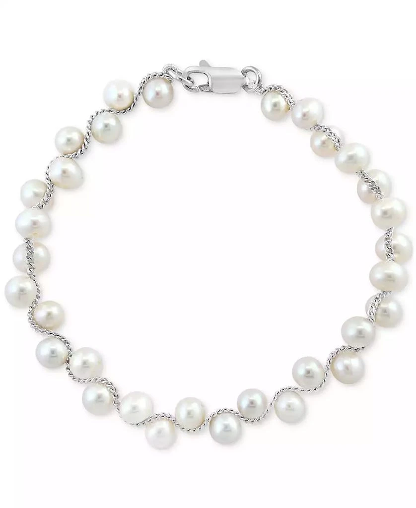 Effy EFFY® Freshwater Pearl Zigzag Flex Bracelet in Sterling Silver